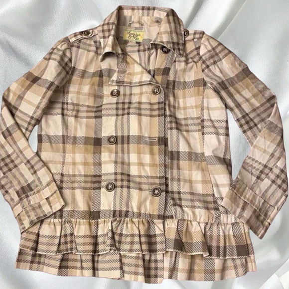 Plaid jacket military style with ruffles by Maralyn & Me - Picture 2 of 3